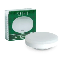 Лампа светодиодная GX53 15W 6400K таблетка, дневной белый свет, Saffit SBGX5315 55193, Упаковка 10 штук