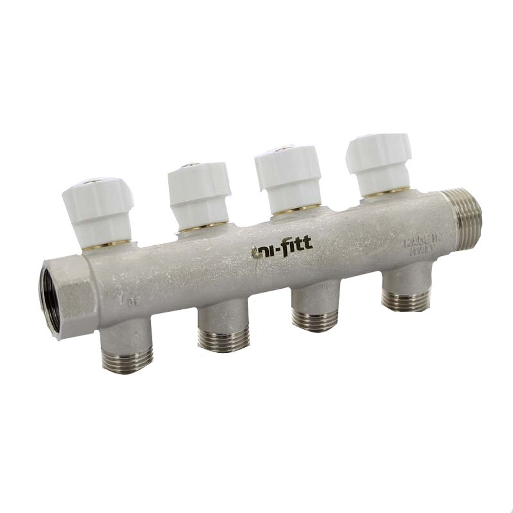 Коллектор UNI-FIT 3/4x1/2 н.р на 4 вых c вентилями