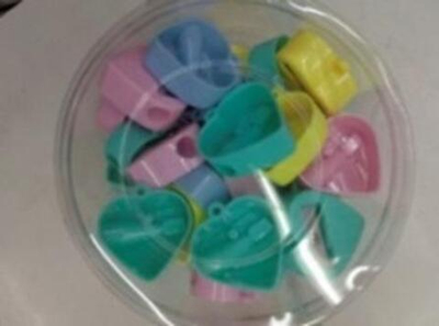 Точилка "Сердце", без контейнера, 3см, цвет микс, в банке (Комплект 48шт.)