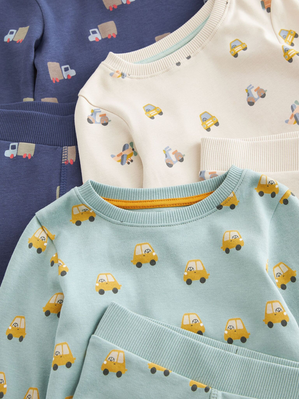 Пижама для мальчика Next 228-163, 3 шт., Синий, Молочный, Мятный