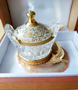 Икорница "Осетринка" с крышечкой на агате