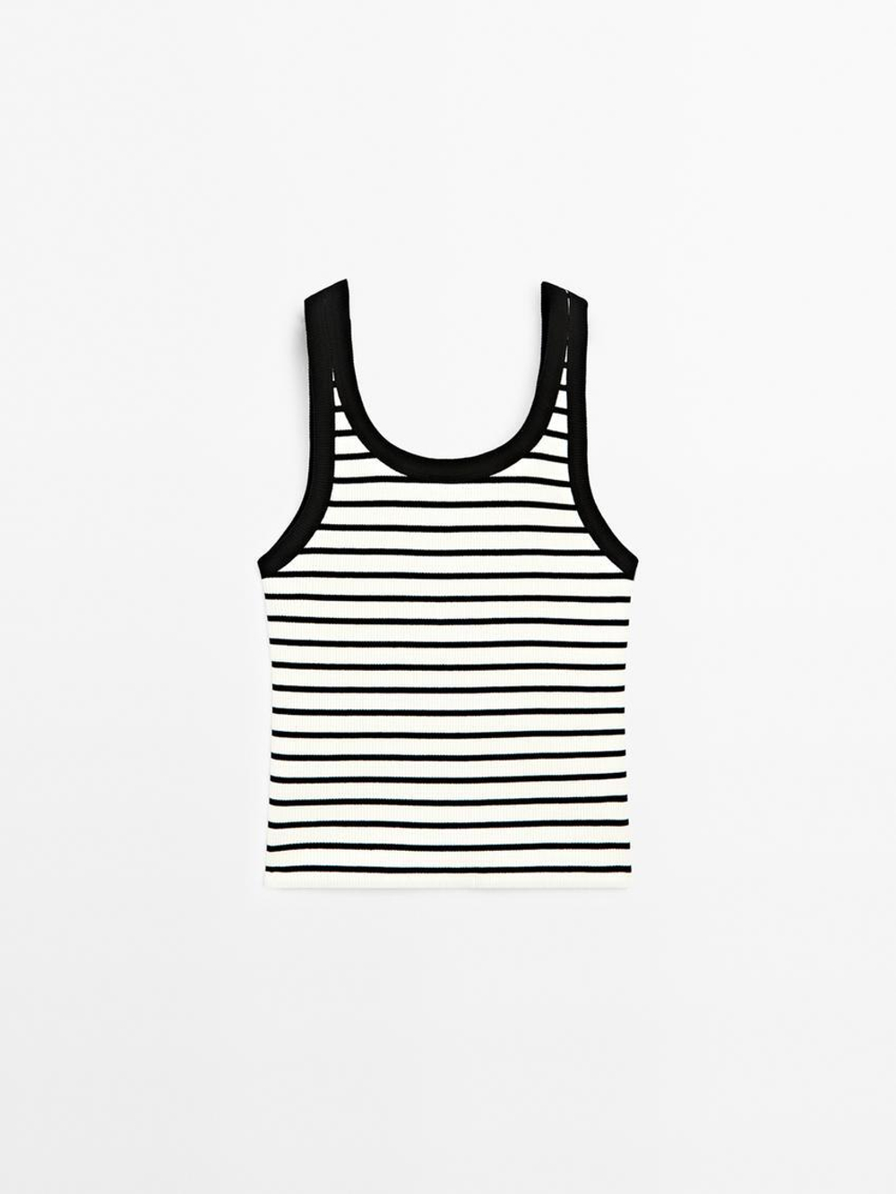 Massimo Dutti Топ на бретелях в полоску, натуральный, кремовый