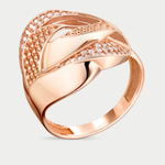 Кольцо женское из розового золота 585 пробы с фианитами (арт. 71547)