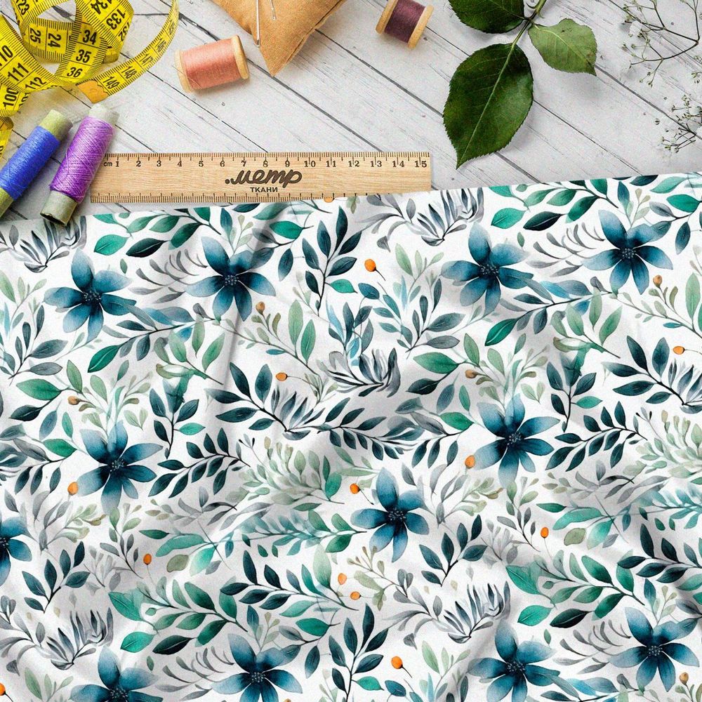 Ткань Барби цветы, веточки, ягоды