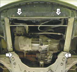 Защита картера Двигателя, КПП. 2 мм, Сталь. для Renault Laguna II 2001-2005 MOTODOR.01710