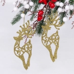 Подвески в блестках «Олень» 14 см (набор 2шт), золото