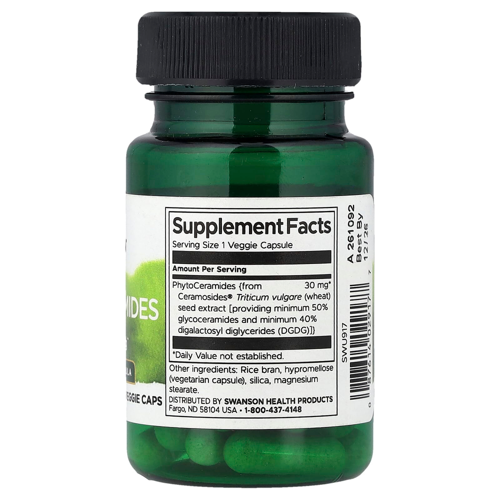Swanson, PhytoCeramides, улучшенная формула, 30 растительных капсул (30 мг на капсулу)