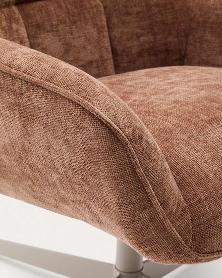 Teryl Кресло из шенилла светло-коричневого цвета с серым металлом Испания 