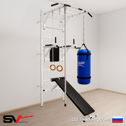 Шведская стенка Sv Sport 5542 (Турник рукоход/Брусья/Скамья/Канат/Кольца/Цепь/Мешок 22кг)