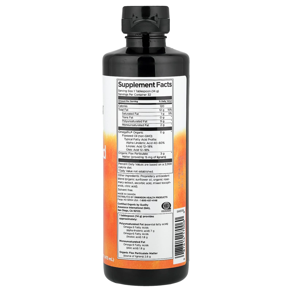 Swanson, льняное масло с высоким содержанием лигнана, 473 мл (16 жидк. унций)