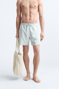 ZARA ПЛАВКИ С ГЕОМЕТРИЧЕСКИМ ПРИНТОМ, НЕБЕСНО-ГОЛУБОЙ