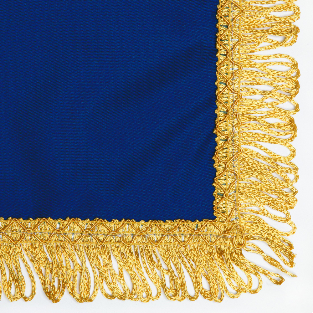 Чехол на бильярдный стол Галант 9 футов, синее влагостойкое, желтая бахрома