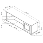 Тумба под телевизор, 115х29х40, Хаба, напольная, 2 двери, сосна, лак, Dipriz