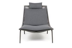 "Авиньон" кресло плетеное из роупа, каркас алюминий серый (RAL7022) муар, роуп серый круглый, ткань темно-серая 027