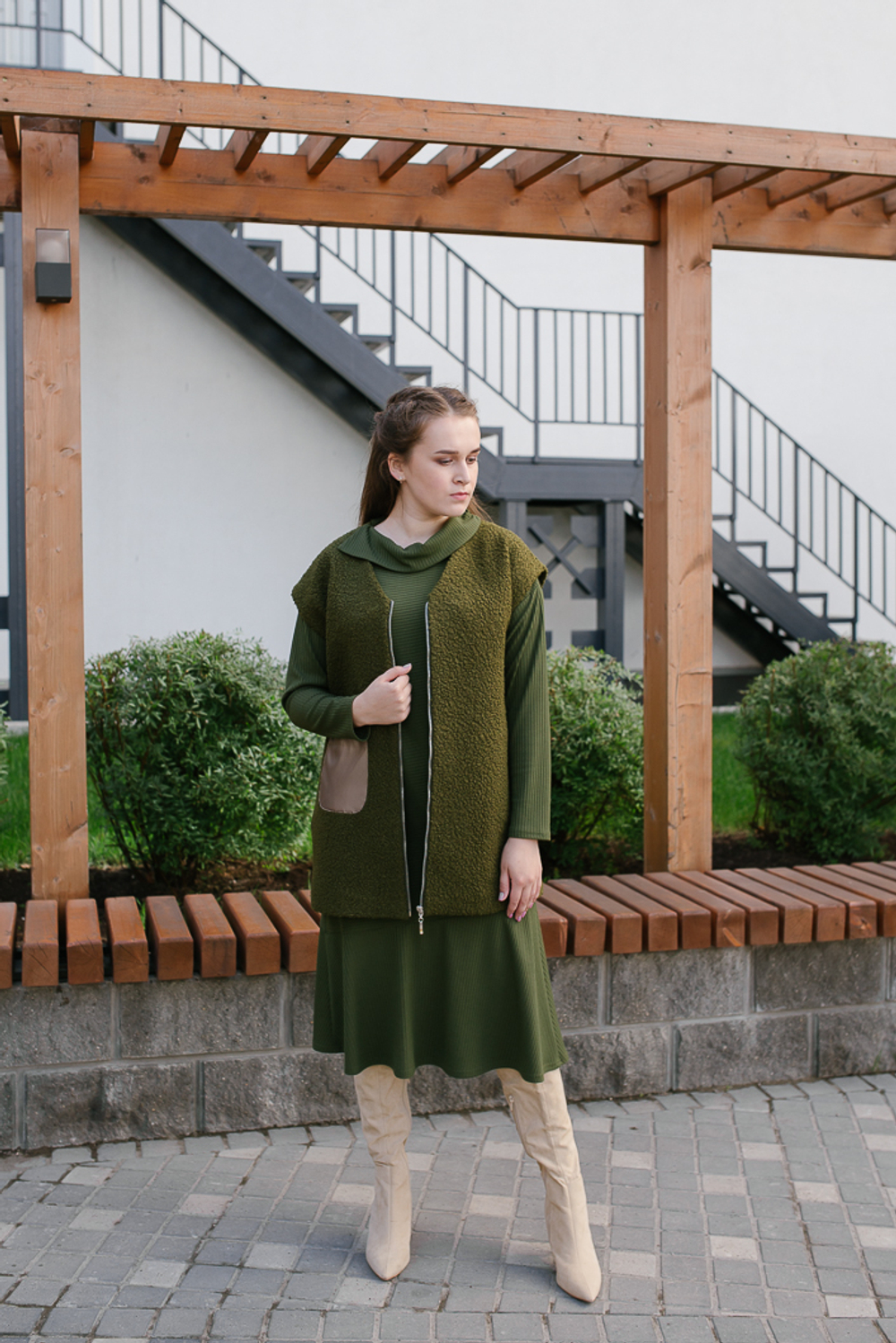 Трикотажное платье 3032АЕ, Болотный #66Б053032АЕ