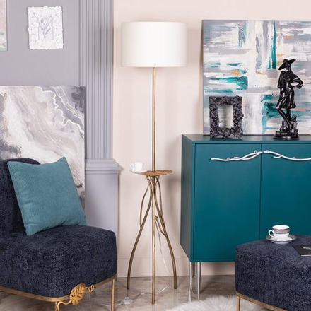 Светильник напольный торшер Нимфея с абажуром Винтаж-2 Айвори