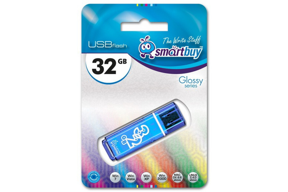 Флеш-накопитель Smartbuy Glossy series 32GB Blue, синий