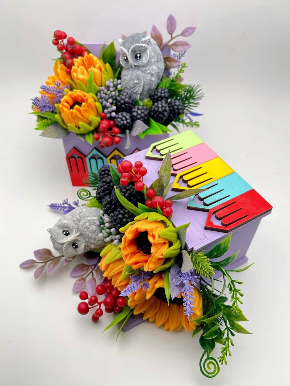 Букет «Сова в подсолнухах»