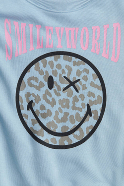 H&M Толстовка оверсайз с принтом, светло-голубой