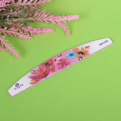 Пилка для ногтей наждачная в пакете «Professional - Flowers» абр. 100/100, полумесяц, цвет в ассортим., 17,8*2,8*0.04см