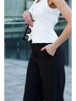 Брюки палаццо классические черные широкие на резинке клеш