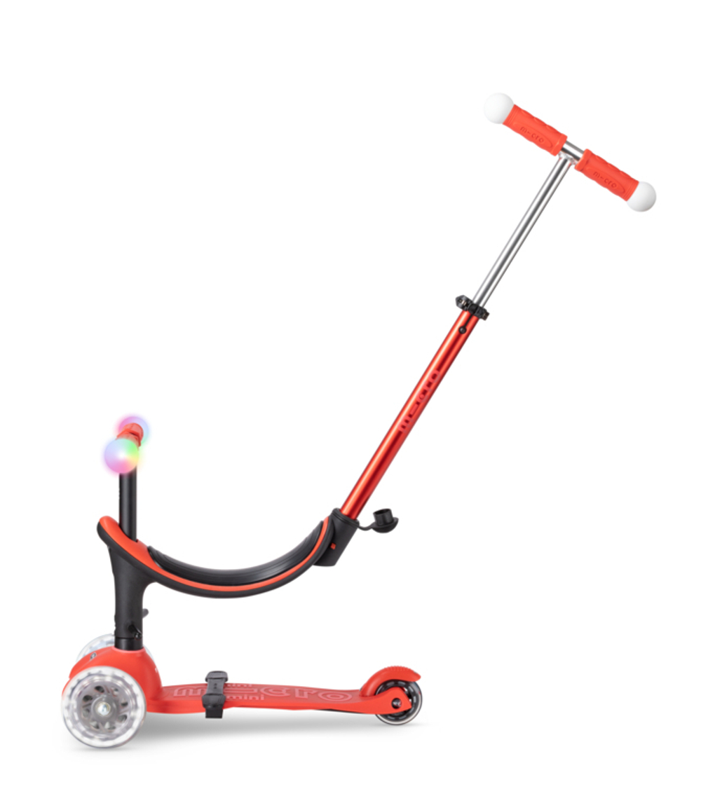 Самокат Micro Mini2Grow Deluxe Magic LED красный