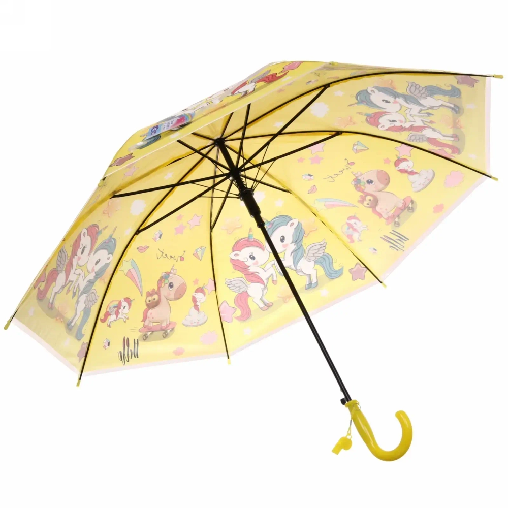 Зонт детский полуавтомат «Ultramarine - Единорожки», микс 4 цвета, 8 спиц, d-86см, длина в слож. виде 65см