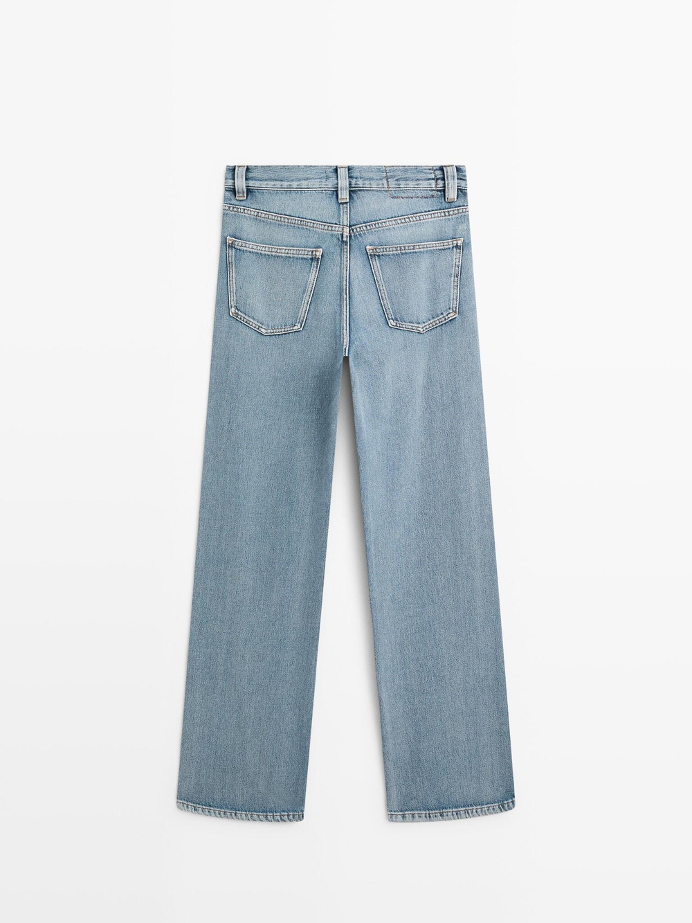 Massimo Dutti Джинсы с высокой талией и широкими штанинами, светло-голубой