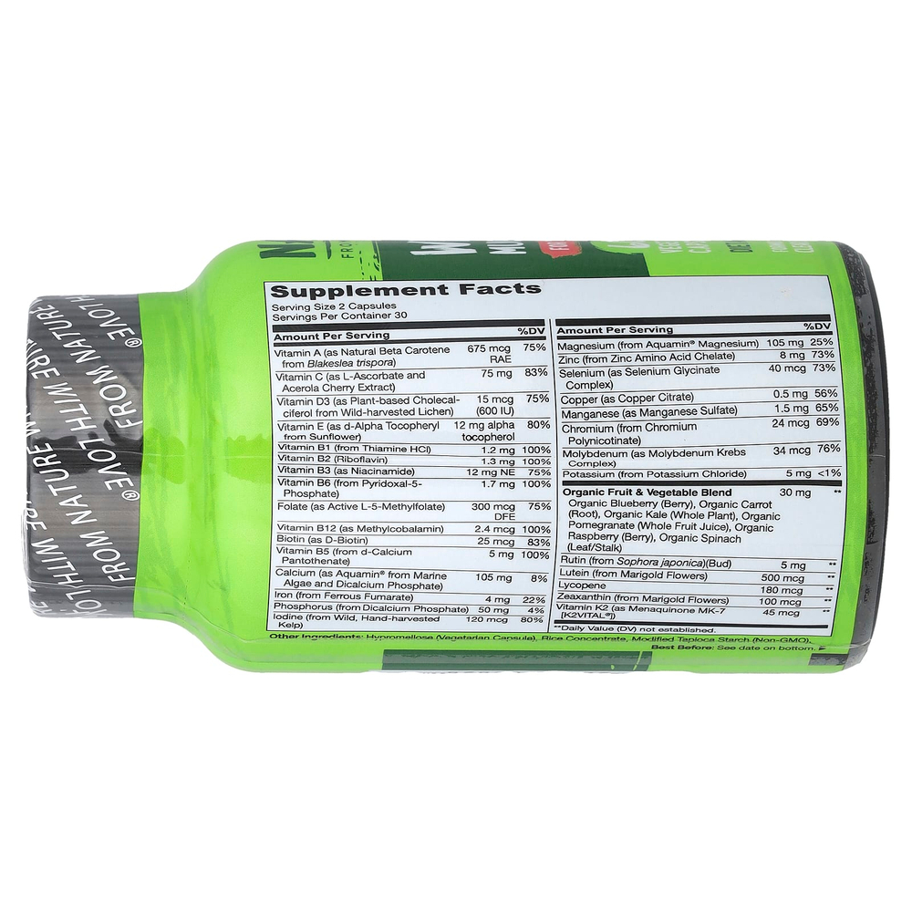 NATURELO, мультивитамины из цельных продуктов для подростков, 60 растительных капсул