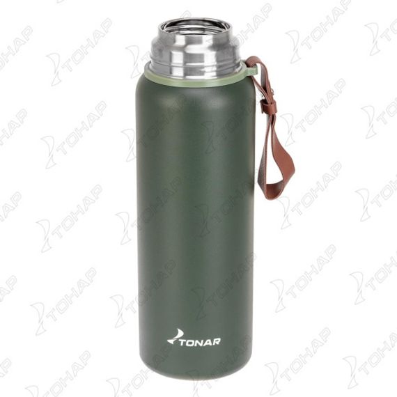 Термос (T-KD-7030-0.9) 900ML хаки (пробка-ситечко, крышка-кружка, ремешок) TONAR