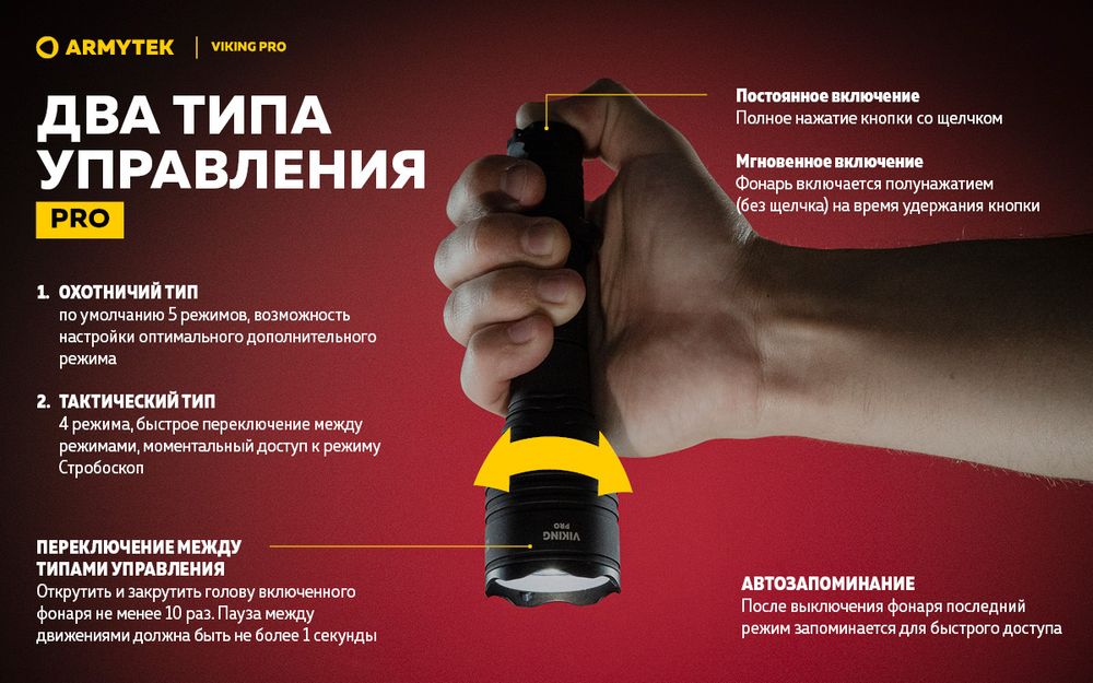 Фонарь Armytek Viking Pro Magnet USB Теплый