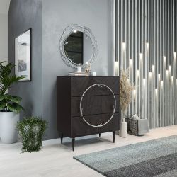 Комод Арт Колор leaves Классик Сильвер с 3 ящиками Терпкий коричневый