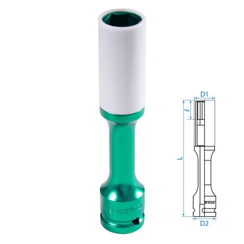 KING TONY 495519MX Головка торцевая ударная глубокая 1/2", 19 мм, тонкостенная, пластиковая защита