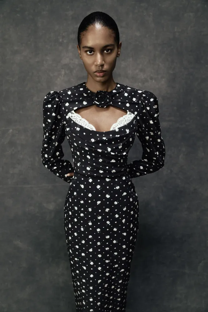 Мейсел миди (Macel midi), платье миди из бордового крепдешина с цветочным принтом