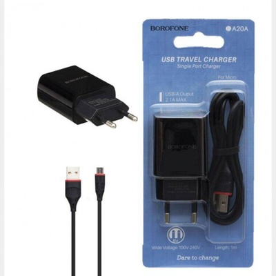Сетевое зарядное устройство BOROFONE BA20A 1USB 2.1 micro-usb