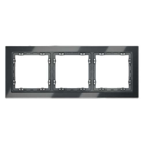 Рамка стеклянная VOLTUM S70 на 3 поста, (графит, стекло)