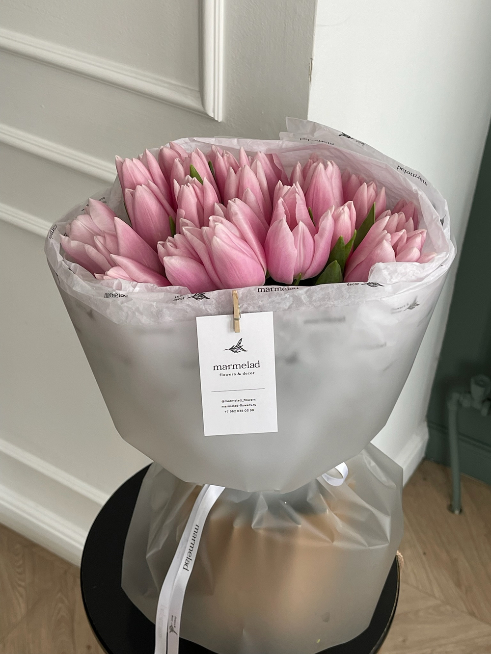 Букет из 25-ти нежно-розовых тюльпанов - нет в наличии