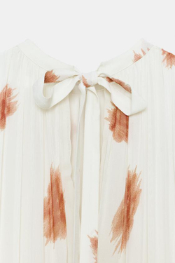 ZARA ПЛАТЬЕ ИЗ ТКАНИ С ПРИНТОМ — ZW COLLECTION, ЭКРЮ/КРАСНЫЙ