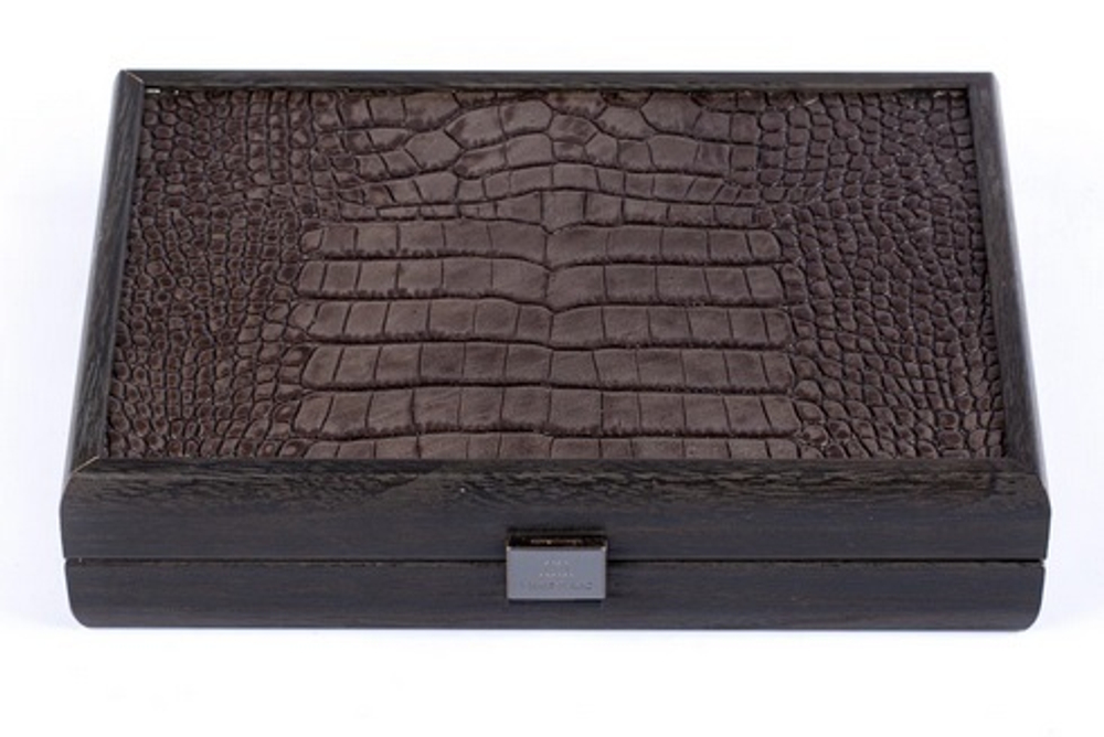 Домино 24x17см Manopoulos Dominoes темно-серый крокодил в деревянном ящике