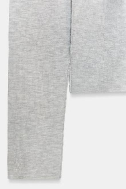 ZARA ПОЛУПРОЗРАЧНЫЙ ТРИКОТАЖНЫЙ ТОП, СЕРЫЙ МЕЛАНЖ