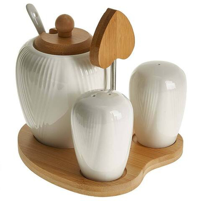 Набор для специй с сахарницей на бамбуковой подставке AK1-0035 "DECO"