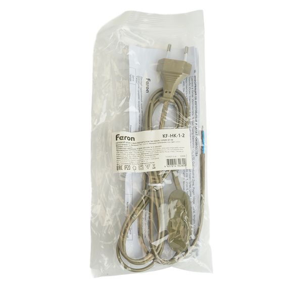 Сетевой шнур с выключателем, 230V 1,9м золото, KF-HK-1-2