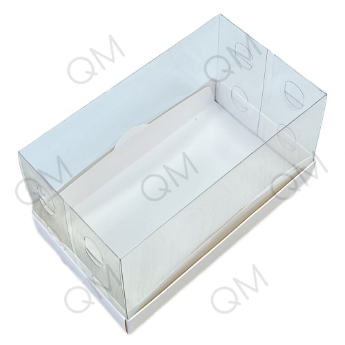 Коробка для рулета ПРЕМИУМ с пластиковой крышкой 210х120х120 мм (белая), 10шт