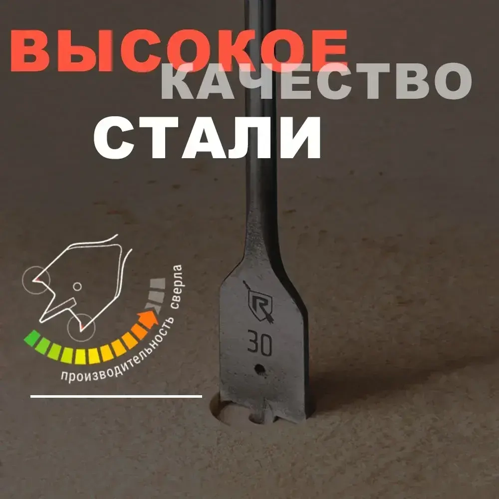 Набор перовых сверл по дереву 9 шт. RENNBOHR с удлинителем и ключом (14, 16, 18, 20, 22, 25, 30 мм)