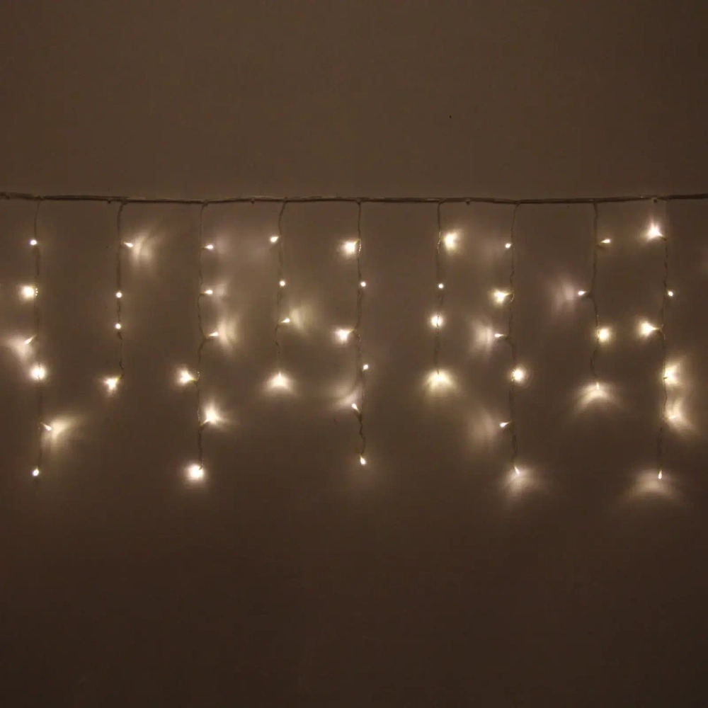 Гирлянда для улицы БАХРОМА ш3м* в40/60см 100 ламп LED, прозр.пров, 8 реж, IP-54, Теплый белый (возможность соединения)