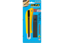 Нож с выдвижным лезвием OLFA 18мм, с автофиксатором, в комплекте с лезвиями 10 шт, OL-BN-AL/BB/10BB