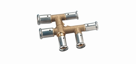 Двойной распределитель, HENCO(ХЕНКО) латунь пресс, 16x16x16