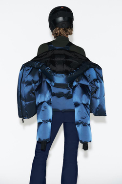 ZARA ВОДОНЕПРОНИЦАЕМАЯ КУРТКА С КАПЮШОНОМ RECCO®, КОБАЛЬТОЫЙ