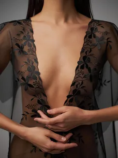 05-113 Вышивка на неэл. сетке 22 см, черный (левая)