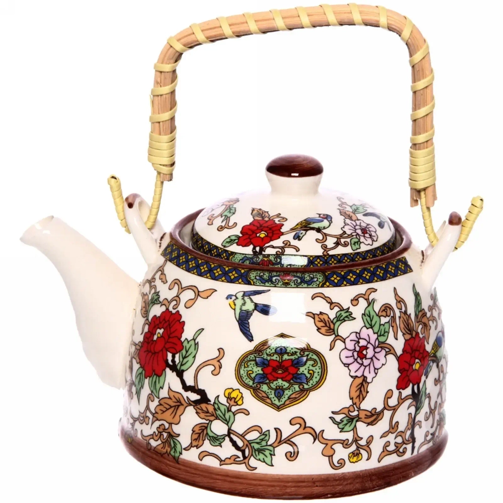 Чайник заварочный керамический 400 мл с ситом «Китайские узоры» Птицы